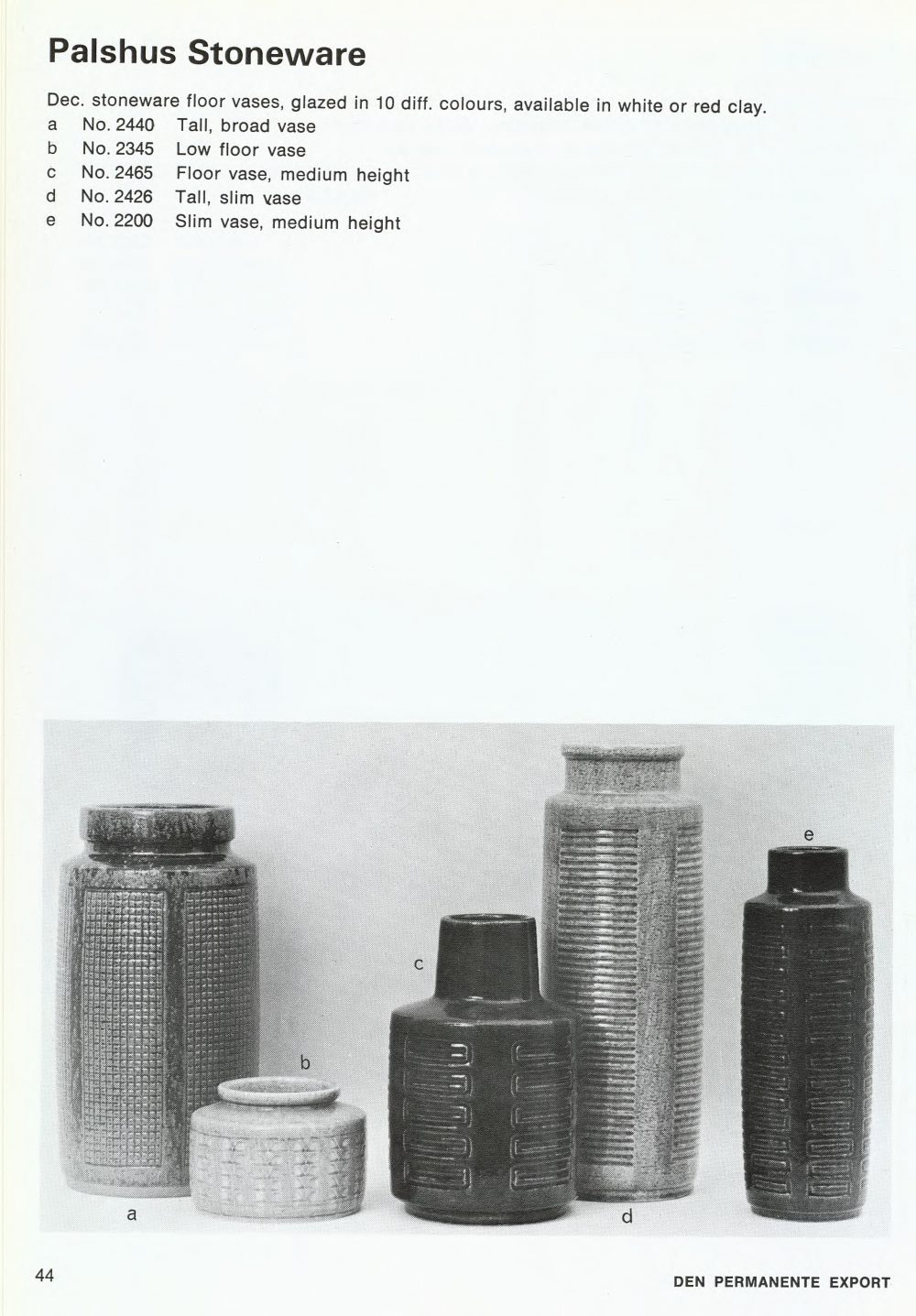 Palshus Items - Den Permanente Catalogue 1967
